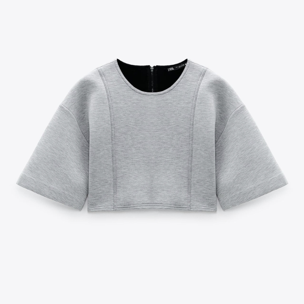 Zara Grey plush top TRF oversized (M) NWT